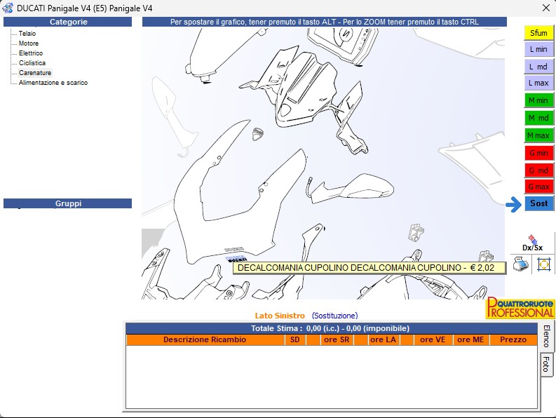 grafica motoveicoli-completa e dettagliata il software offre anche gli esplosi specifici e completi dei moto veicoli
