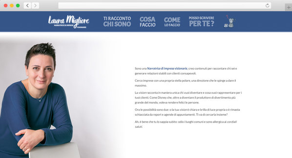 Realizzazione sito web statico fatto a mano per Laura Migliore, writer e social media manager