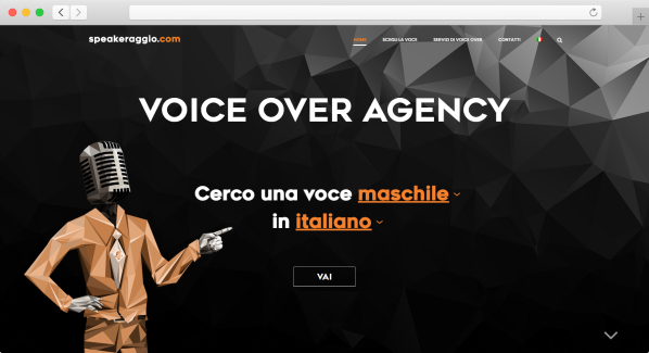 immagine di anteprima del sito web speakeraggio.com realizzato da Jestosoft